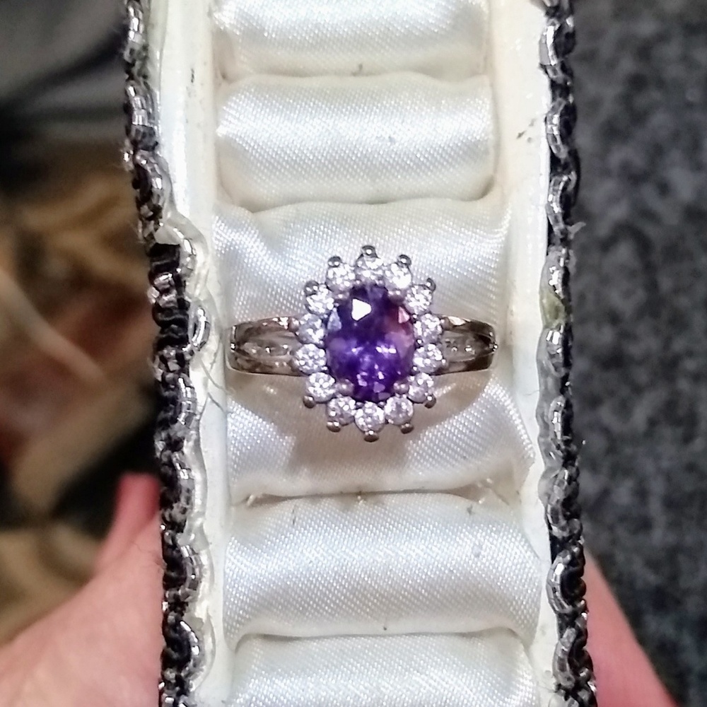 Purple Sterling silver sunflower ring